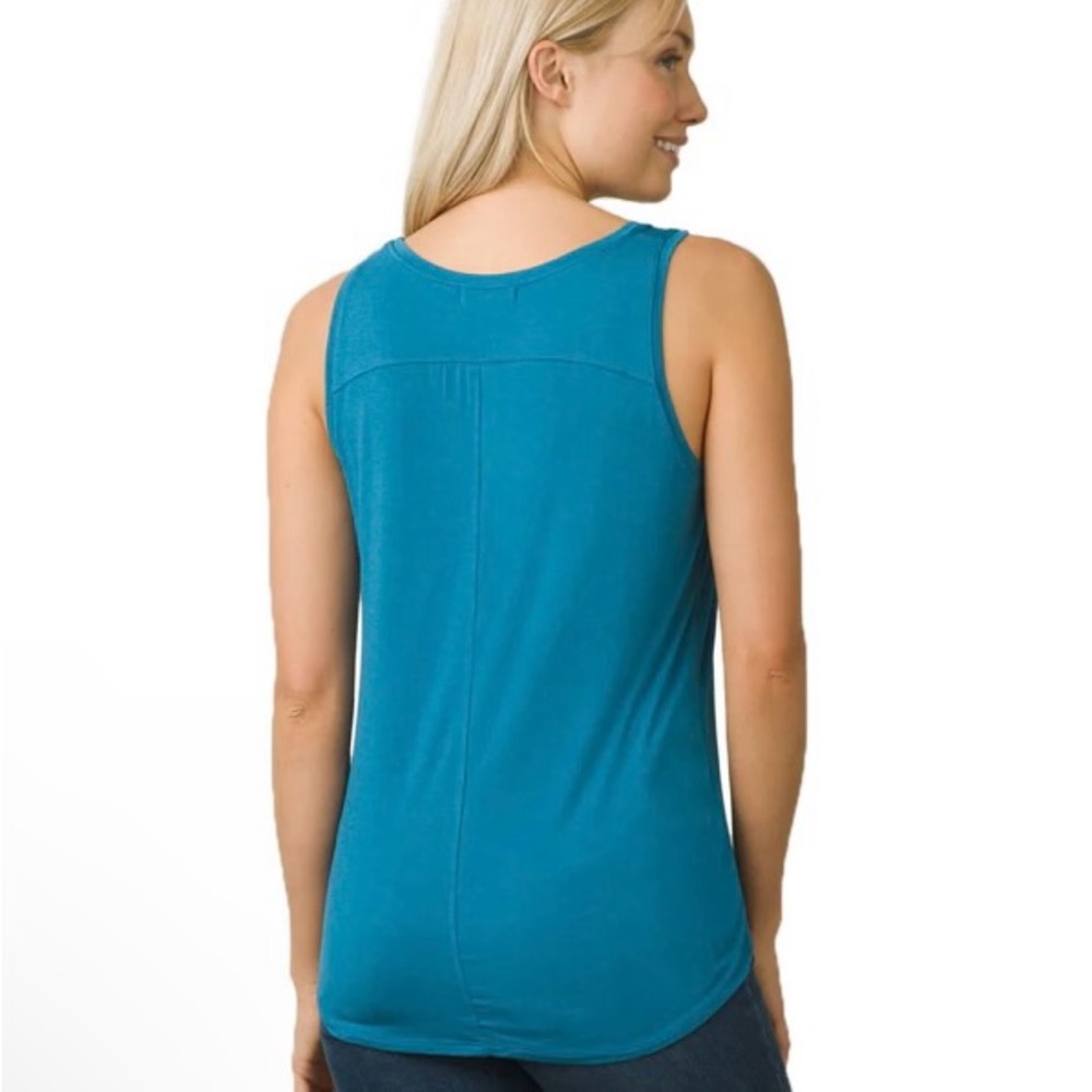 prAna Women's River Rock Blue Foundation Scoop Neck Tank - Picture 2 of 5